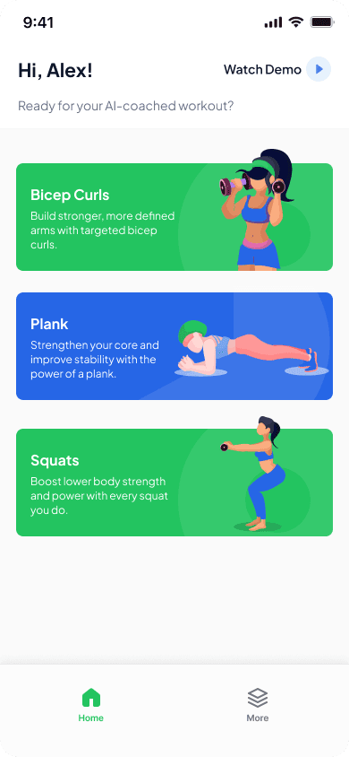 Workout Selection Screen